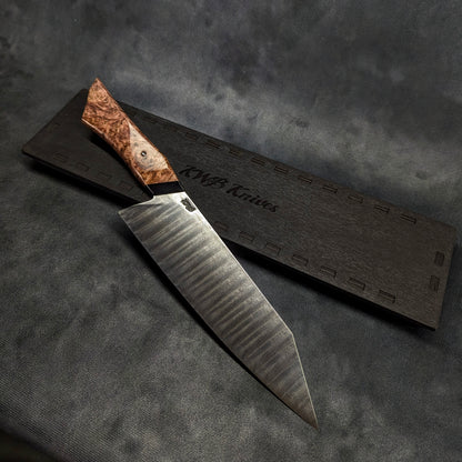 230mm Ladder damascus K-tip Gyuto | Handmade Kitchen Knives