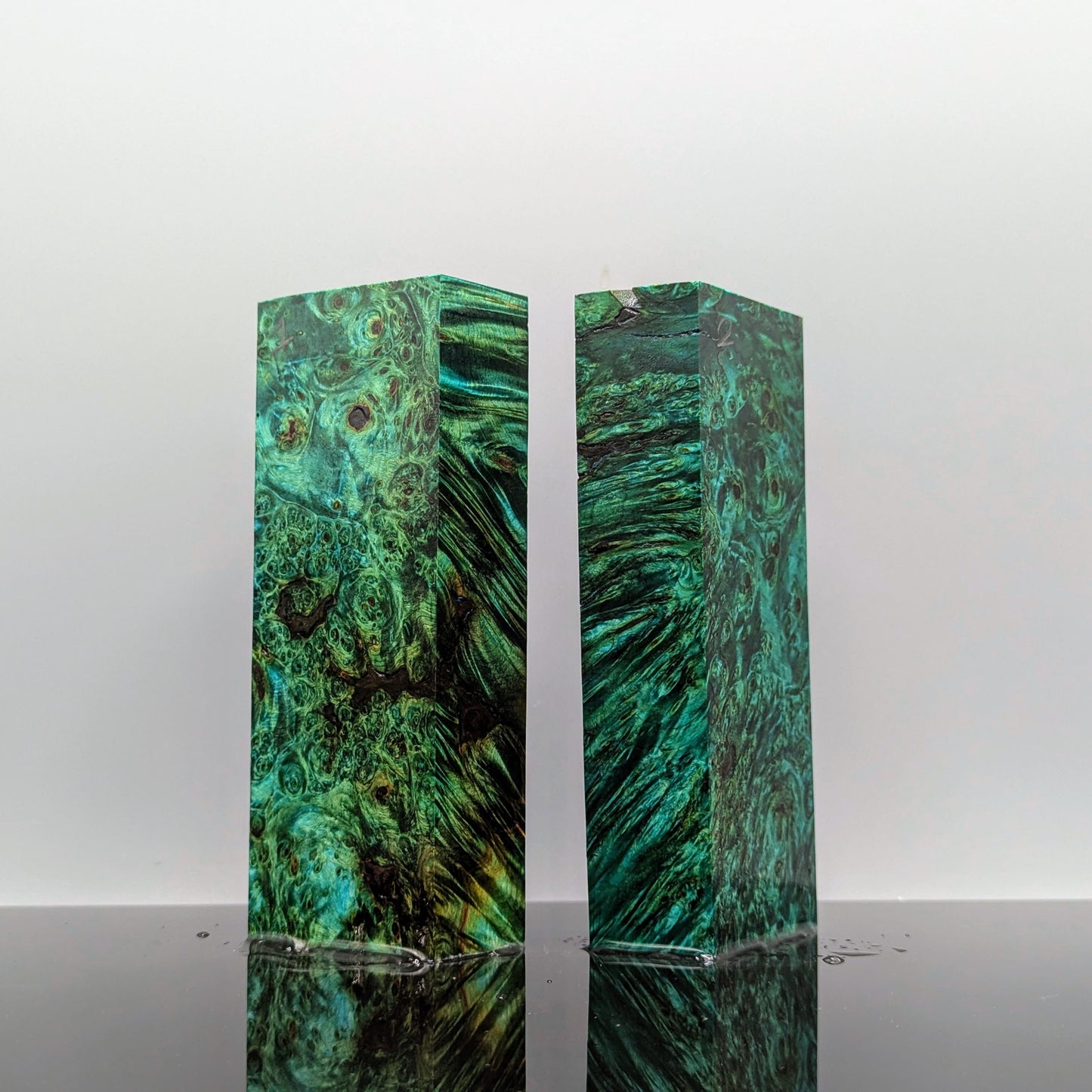 Premium Teal Stabilised Sweet Chestnut Burr Handle Blocks